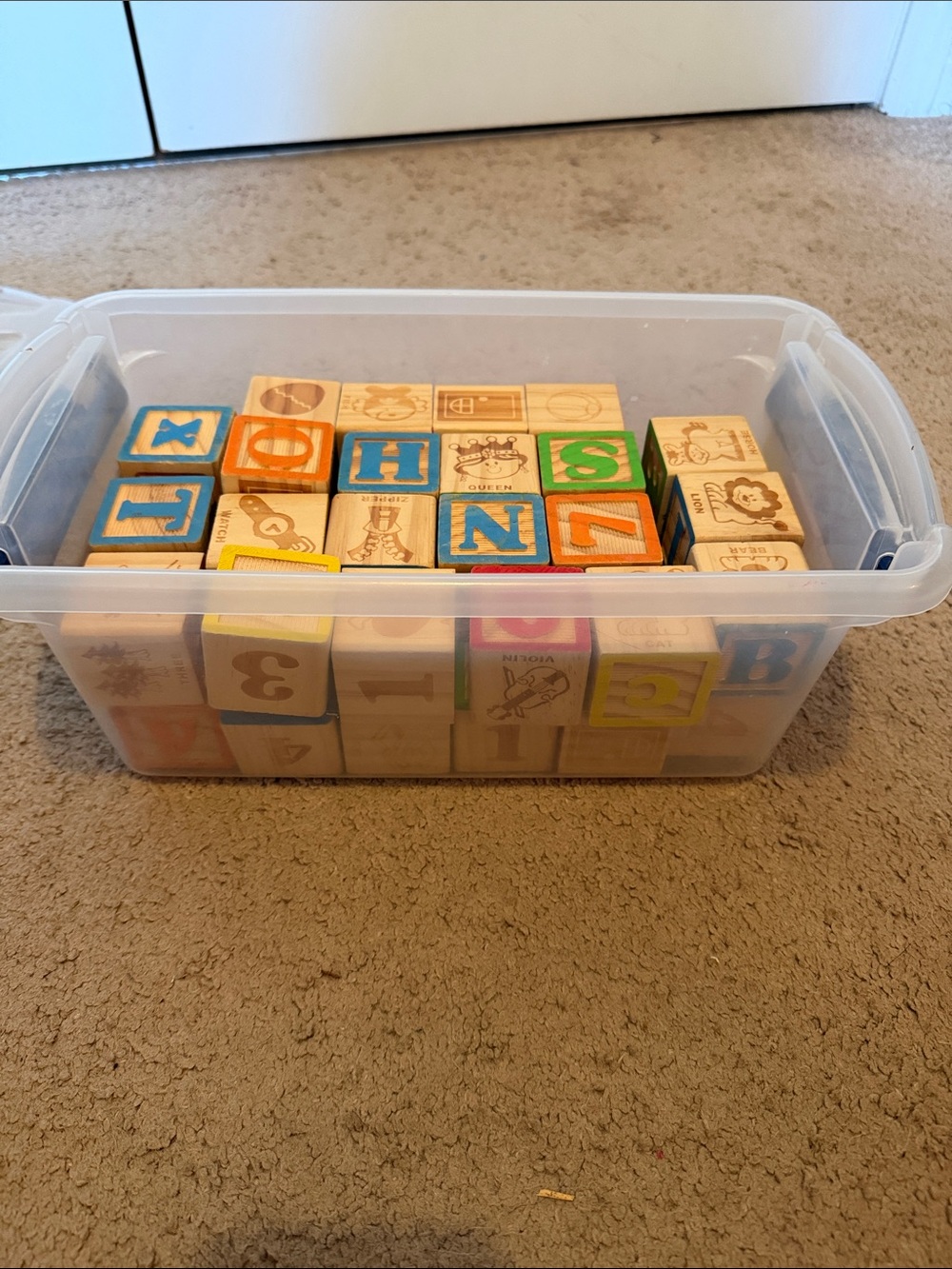 Wooden Alphabet and Number Building Blocks - Multicolor